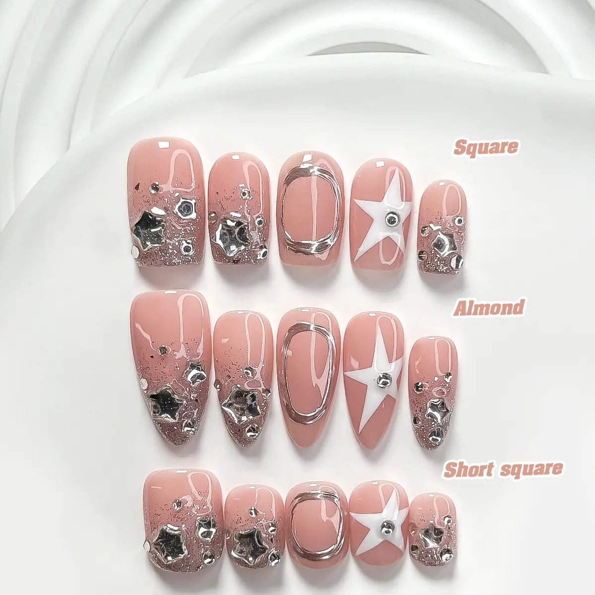 CuraTique Summer Collection | Chrome Ring | 10-Piece Set  100% Handmade Nail Stickers, 3D Gel Nails, Reusable Nail Art | 2026 SpringNails | Holiday Nails | Perfect Nail Art for Vacations | Birthday Party & Gift Ideas