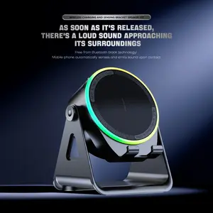 Wireless Induction Speaker Bluetooth-compatible 5-In-1 USB Emergency Charging Power Bank Colorful Ambient Light Phone Stand with Surround Sound