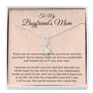 To My Boyfriend'S Mom Necklace, Mother In Law Jewelry Gift For Christmas, Birthday & Mother'S Day,, Mother's day Gift Necklace With Meaningful Message Card Inside & Box