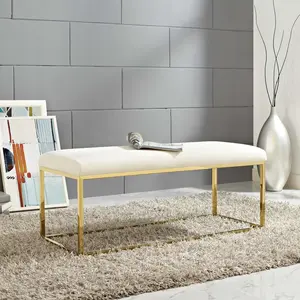 Modway Anticipate Fabric Bench in Gold Ivory