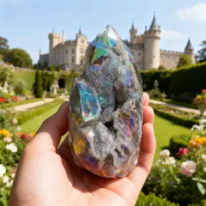 Natural Aura Rainbow Sphalerite Flame Towers Points Crystal Obelisks Healing Collection Mineral Specimens Home Decoration Gift