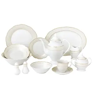 Lorenzo Import  57 Piece Wavy Dinnerware Set & Porcelain China Service for 8 People - Tova