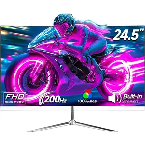 Gaming  24.5 Inch 200Hz -in Speakers, 180hz PC  FHD 1080P Frameless  Monitors, VA,sRGB , DisplayPort, HDMI, Eye Care, Wall Mount Compatible (White)
