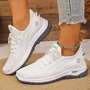 OFIREND Women's Summer Breathable Mesh Casual Shoes, Lightweight Lace-Up Non-Slip Shock-Absorbent Sneakers for School, Work, Jogging, Shopping & Daily Walks