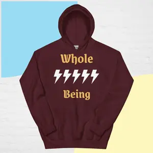 Whole Being Hoodie - Classic Cotton & Polyester Blend, Ultra-Soft Fleece, Front Pocket, "Whole Being" Graphic Design, Unisex Fit - Yarn, Comfort, Womenswear, Trend, Tops