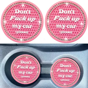 Car Cup Coaster 2 Pack,Bling Car Accessories Interior,Universal Car Cup Holder,Car Cup Holder Insert Coasters for Car/SUV/Truck(Pink,2PC)