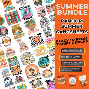 15PCS Summer Mystery DTF Transfer Bundle – Ready to Press Heat Transfers | Vibrant Beach, Fun, Travel & Sunshine Designs | DIY T-Shirts, Tote Bags & More | Hot Seasonal Bundle!