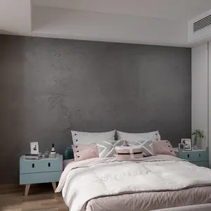 16"*591" Thick Dark Grey Black Concrete Wallpaper Peel and Stick 3D Concrete Cement Contact Paper Stained Vinyl Textured Removable Sticker for Living Room Bedroom Basement