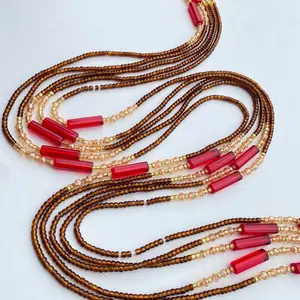 MaddieMayShop Tie-On Multicolored Waist Beads – Plus Size Friendly (50”) – Choose Your Style – Add to Cart, Buy Now – African Waist Jewelry – Price Per Waist Bead