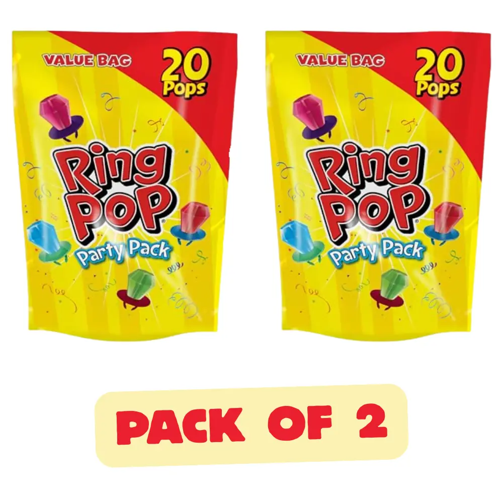 Ring Pop Candy, Easter Lollipops, 20 Ct Party Favors in Assorted Fruity Flavors - Full Size, Fun Hard Candy For Birthday Parties, Party Favors, Easter Basket Stuffers, Egg Fillers, Gifts for Kids (Pack of 2)