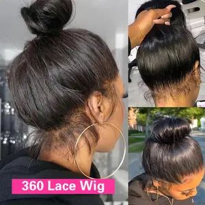 360 Full Lace Wigs Human Hair Bob Straight Wigs 200 Density Full Lace Frontal Transparent Swiss Lace Human Hair Natural Color Wigs for Women Double Draw All Hand-Made Fashion Styles