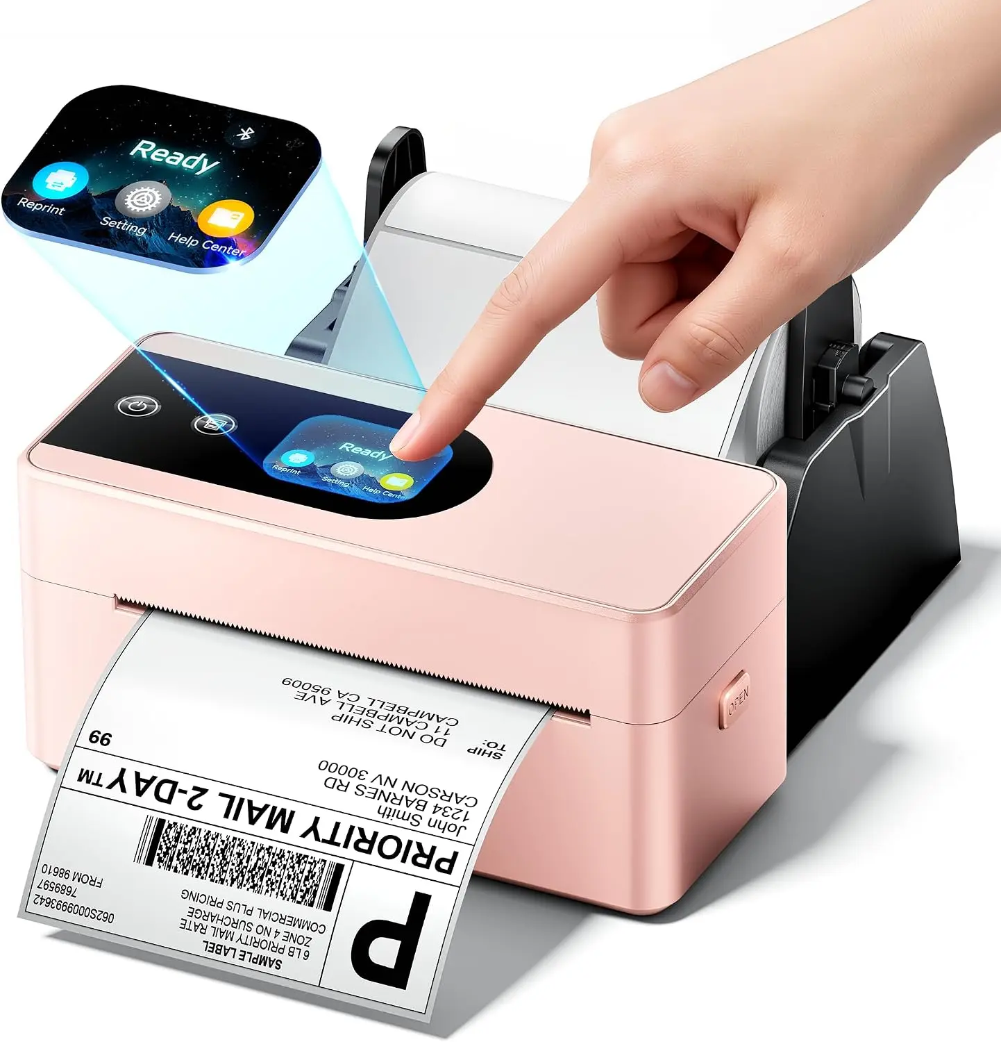 Phomemo PM64D Shipping Label Printer 4x6 Bluetooth with Touch Screen 150mm/s printing, one-touch calibration, Bluetooth connection, compatible with Amazon, USPS, UPS, iOS, Android, Windows & Mac TikTokShopBackToSchool