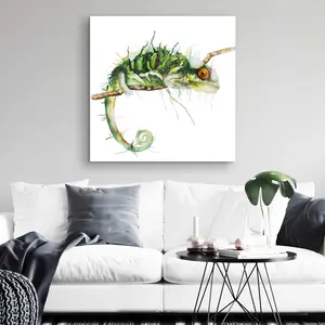 212 MAIN High-Def Chameleon on the Lookout Artwork - 32x32 in. Artistic Wall Arts Nature Reptile Photo Print, Home Decoration for Living Room