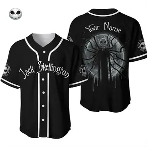Custom name Jack Skeleton And Zero Baseball Jersey Shirt,  Horror Movie Character Shirt, Unisex 3D Jersey, Halloween Gifts,