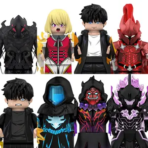 BLOCKHEADSHOP Solo Level Custom Anime Figure Set 1.6 Inch ABS Plastic Miniature Action Figure with Base & Accessories for Displays and Collections