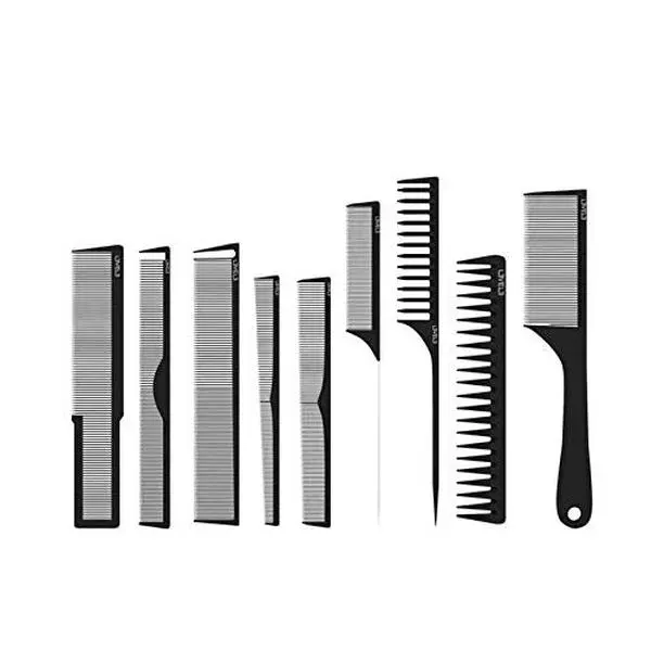 L3VEL3 9pc Barber & Hairstyling Carbon Comb Set