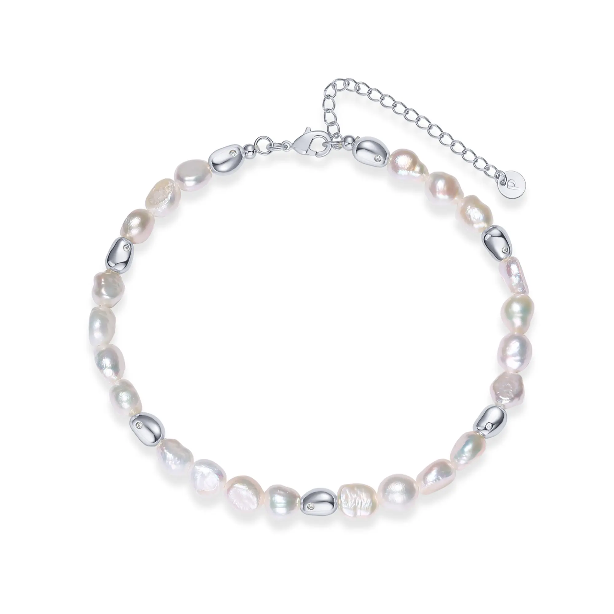 White Gold - Beaded Anklet 