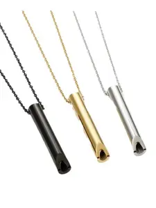 Breathing Necklace for Anxiety Relief, Mindfulness Deep Breathing Accessory, Portable Relaxation Gift for Men and Women, Silver Gold Design