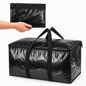 Reusable Extra Large Moving Bags with Zippers and Reinforced Carry Handles, Heavy Duty Foldable Storage Totes for Clothes, Bedding, Blankets, Toys and Laundry, Water-Resistant Packing Bags for College Students, Apartment Moving, Closet and Garage Storage