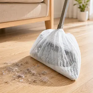 100pcs Disposable Broom Dust Covers - Home Kitchen Floor Cleaning Supplies, 1-Time Use Dust Bags for Mops & Brooms, Hair & Pet Debris Trap Cleaner Tool
