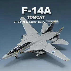 1/100 F-14A Tomcat US Navy VF-84 Military Fighter Aircraft 1981 Top Gun Pirate Jolly Rogers Model Gift Collection