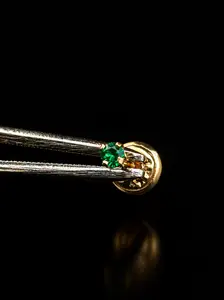 18K Colombian Gold Emerald Stud Earrings