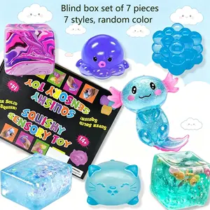 7 Piece Blind Box Malt Sugar Stress Relief Fidget Toys, Creative Slow Rebound Squishy, 7 Styles, Party Gift Set