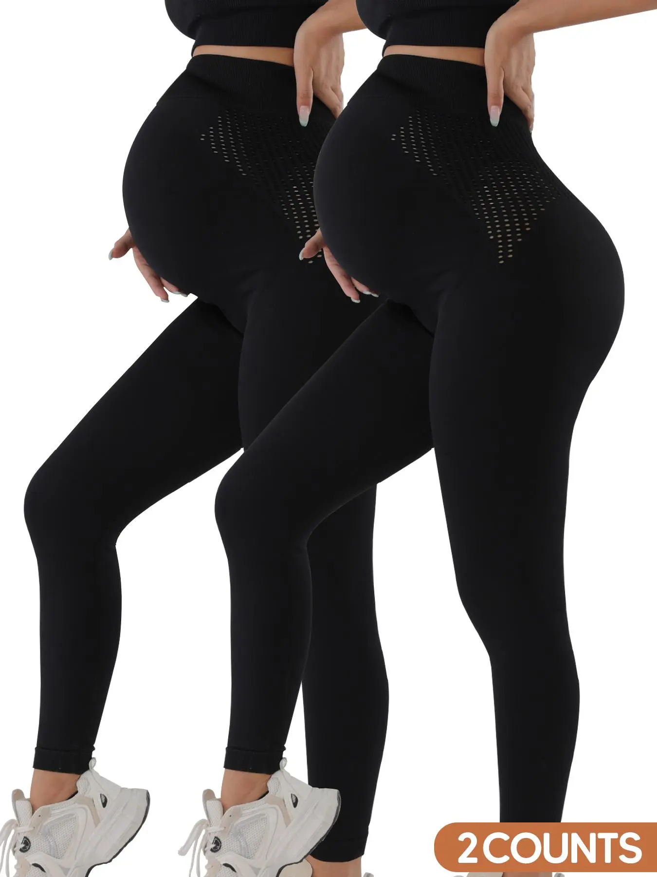 Maternity Solid Color Leggings, Casual Fit Maternity Breathable Comfortable Seamless High Waist Pregnancy Pants, Maternity Bottoms for All Trimesters, Prenatal Maternity Clothing, Maternity Clothes, Maternity Summer Clothes, Maternity Wear