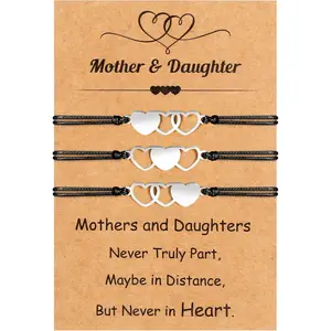 Christmas Gifts for Mom, Christmas Bracelets Adjustable Hearts Mother Daughter with Card, Love Mothers Day Gifts for Grandma Daughter Accessories