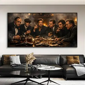 Mafia Gangster Wall Art Print, Vintage Crime Boss Poster, Cinematic Whiskey Cigar Decor