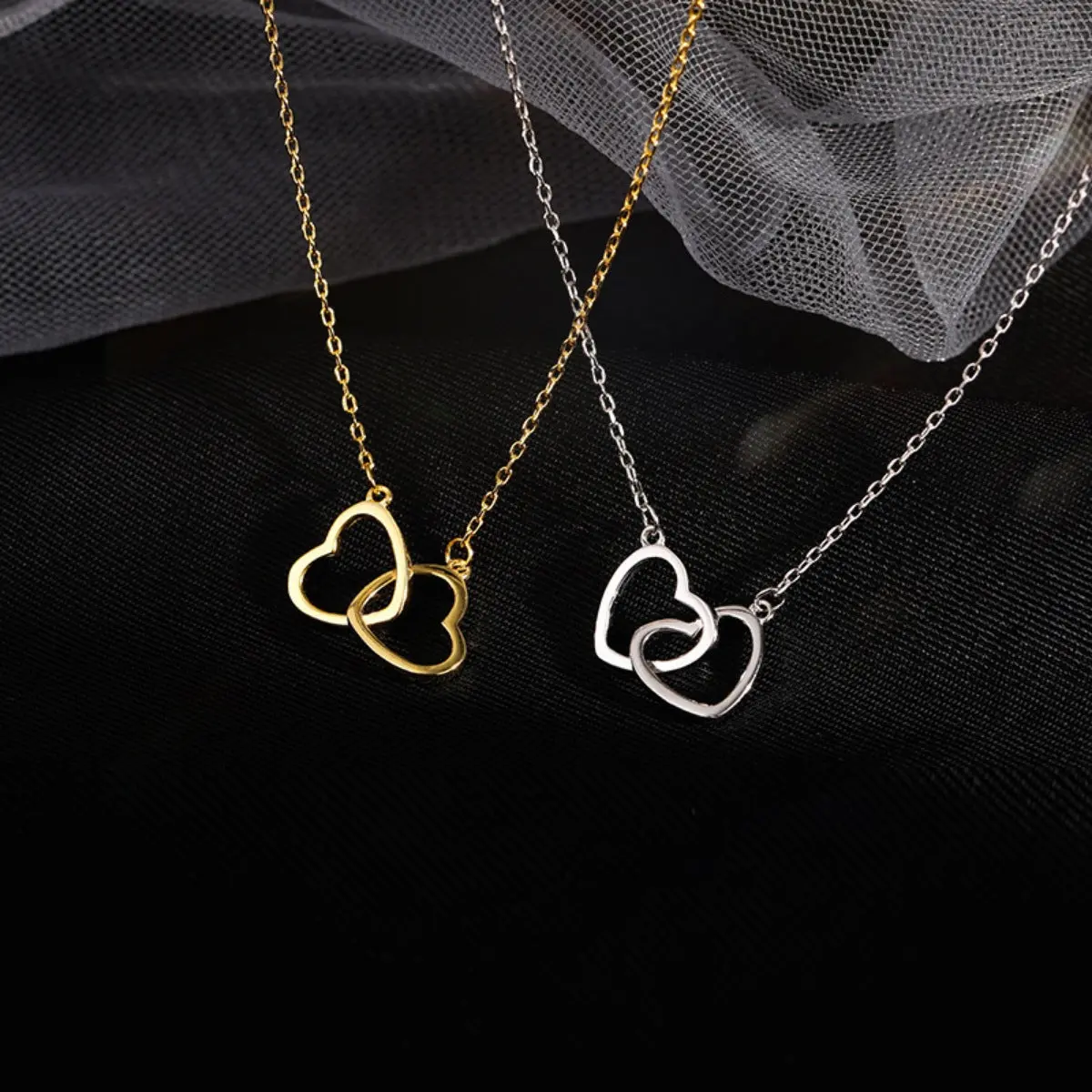 Interlocking Heart Pendant Necklace