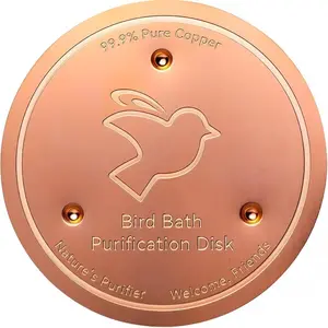 Outdoor Pure Copper Bird Bath Bowl 2pcs Natural Pondsafe Purification System with 3-Point Stable Base Durable 0.6mm Copper Water Disinfection for Pools Fountains Ideal for Birds Fish