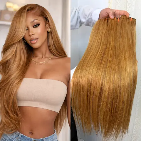 [We Heart Hair] Honey Blonde Color 27 Malaysian Virgin Hair Straight Body Wave 100% Virgin Human Hair Bundle