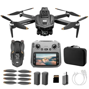 V168 MAX GPS HD Dual Camera RC Drone with 4.5" HD Screen Remote Controller, Long Range Transmission, 360° Flip, Follow Me, Auto Return, Powerful Brushless Motor, Lightweight Quadcopter with Carrying Case and Two Batteries for Adults and Beginners