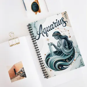 Aquarius Spiral Notebook - Cosmic Astrology Journal, Astrological Gifts for Her, Zodiac Planner, Sketchbook, Stationery Supplies
