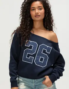 FULL TILT Womens Off The Shoulder Number Sweatshirt