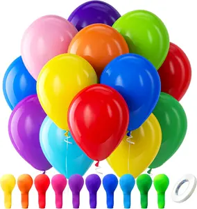 Assorted Rainbow Latex Balloons 100 Pack 12 Inch Round Helium Bright Color Balloons for Birthday Bridal Shower Wedding Party Decorations Vibrant Assortment
