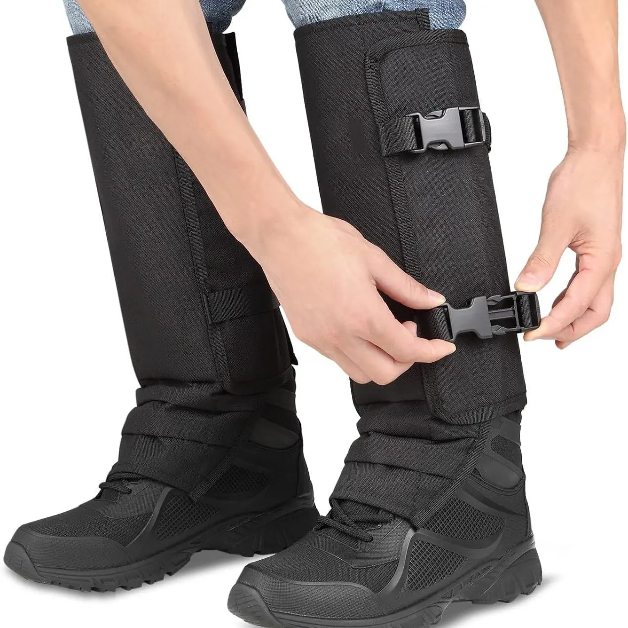 Snake Gaiters Balck,Waterproof Snake Bite Protective Gaiter Chaps,Protection for Lower Legs,for Outdoor Hunting Hiking Farm Working Lawncare