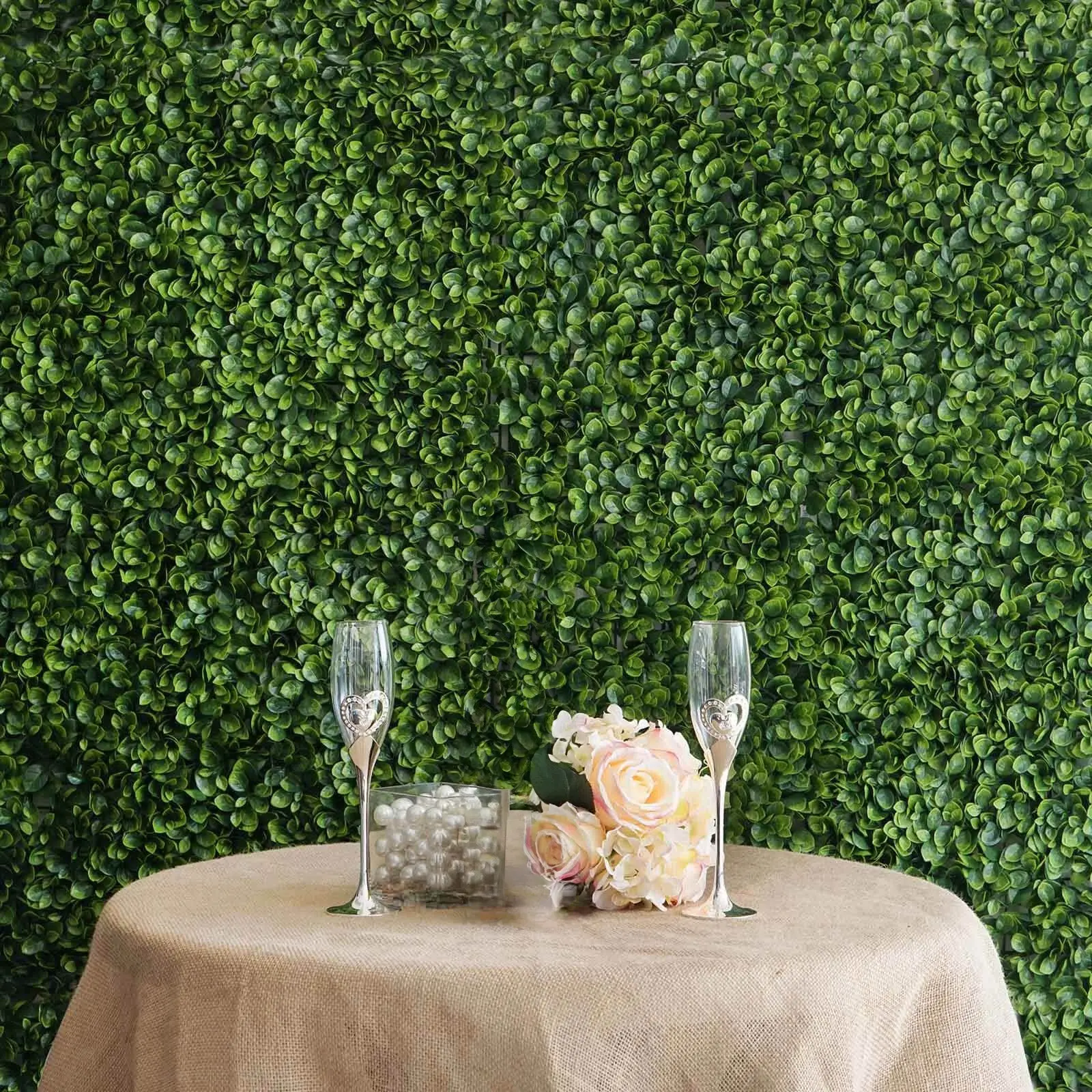 Artificial Green Boxwood Hedge Panels (4-Pack, 11 Sq Ft) - Vertical Garden Wall Backdrop Mat for Covering Passageways, Home & Garden Decoration Supplies, Backdrops