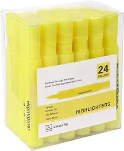 Yellow highlighter, 24 Pack -bright color, chisel tip, for Adults  Highlighting in the  School Office, Tank Style