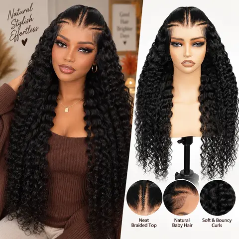 SuperNova Human Hair Water Wave 6*8 Lace Closure Ready To Go Pre Braided Wigs #SohoChic #TikTokShopStockUp #DealsForYouDays Body Wave Wigs Loose Curls Wig