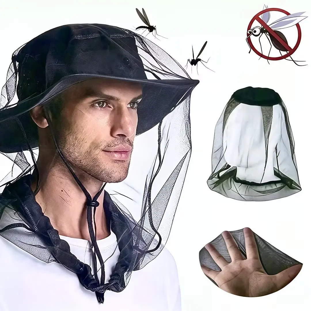 Mosquito Head Net for Insects, 2 Pack,, Fine Mesh Bug Net Fits Over Hats for Men & Women, Lightweight Insect Protection for Camping, Fishing, Hiking & Outdoor Use