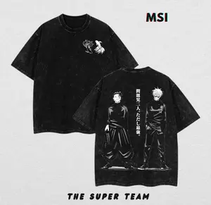Gojo Satoru x Suguru Geto JJK Washed Oversized T-Shirt | Vintage Anime Streetwear Tee for Jujutsu Kaisen Fans | Mens & Unisex Anime Tee