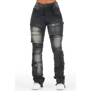 Mikayla Black Stacked Flare Jean