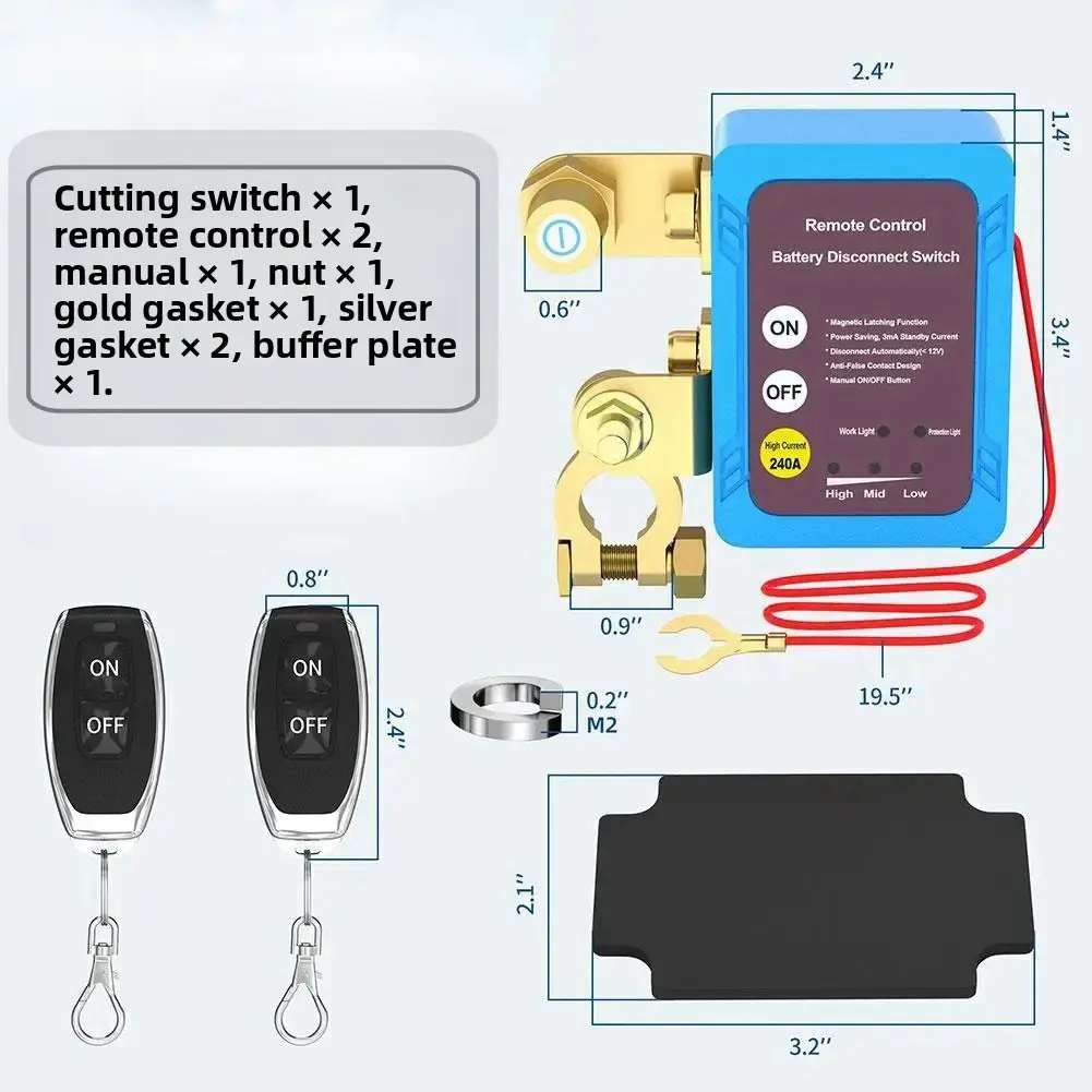 12V-24V Universal Heavy Duty Battery Disconnect Switch Unit for Trucks-Vehicles-Trailers, Smart Remote Control, High Current Power Isolation, Anti-Leakage Battery Protection