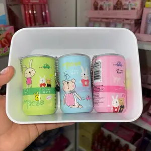 3 PCS Hand Wipes Keychain Can - Cute Cartoon Designs in Green Blue and Pink Colors for Keychain Use