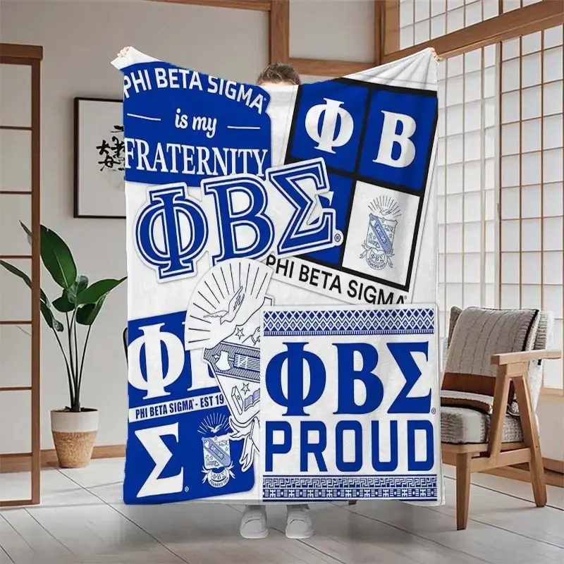 Phi Beta Sigma Fraternity Inspired Classic Geometric Flat Weave Lightweight Polyester Flannel Throw Blanket - Soft, Durable, Stylish, Skin-Friendly Home/Office Decor, Ideal Valentine's Day Gift