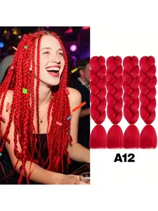 Red Crochet Braiding Hair 4pcs/lot Jumbo Braiding Hair Extensions 24 Inch Synthetic Hair For Braiding High Temperature Fiber Afro Crochet Twist Weave Hair Synthetic Soft Hairpieces