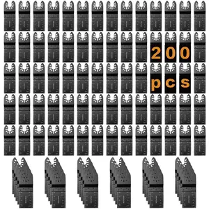 Oscillating Saw Blades Multitool Blades - Trivd Frol 200 PCS Professional Oscillating Tool Blades for Wood Plastics Cutting, Quick Release Multi Tool Blades Kits Fit Dewalt Milwaukee Ryobi Bosch