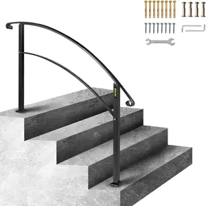VEVOR Outdoor Steps Handrail, Black Arch # 1 Adjustable Metal Staircase Railing for Porch & Deck